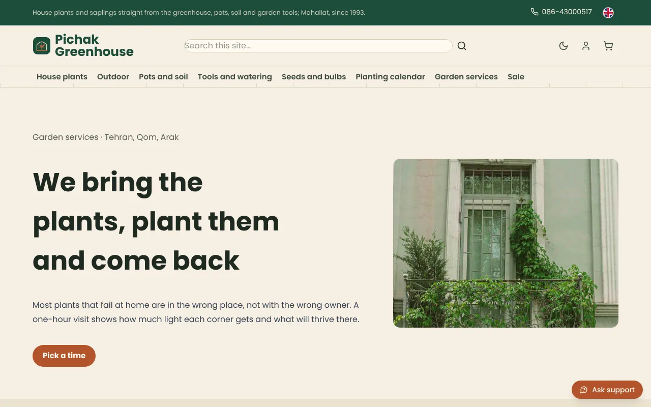 Take bookings for visits, repotting and monthly care