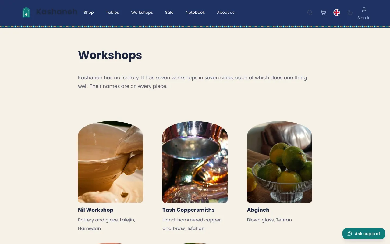 No factory, just seven workshops with names and towns