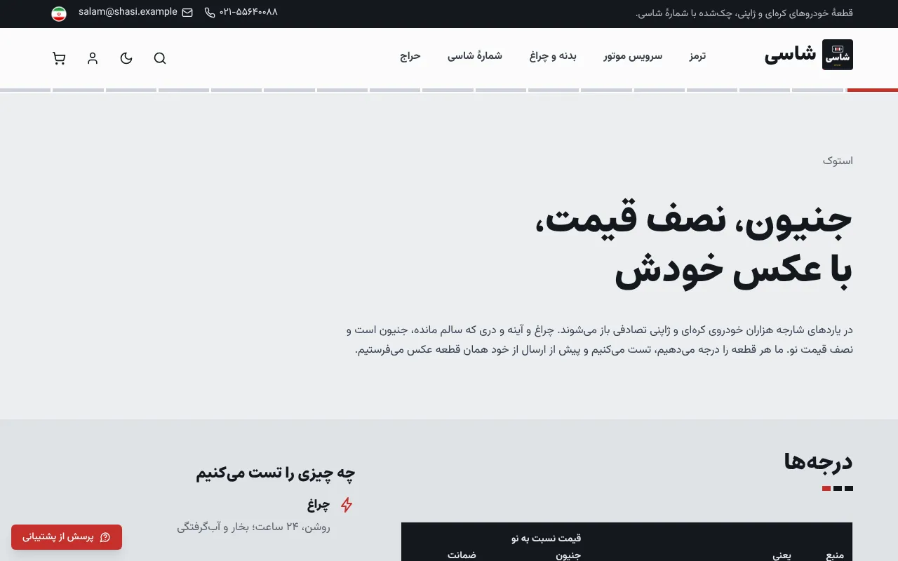 درجه، تست و عکس از خود قطعه