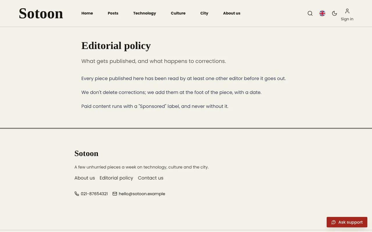 Put your editorial policy in plain sight