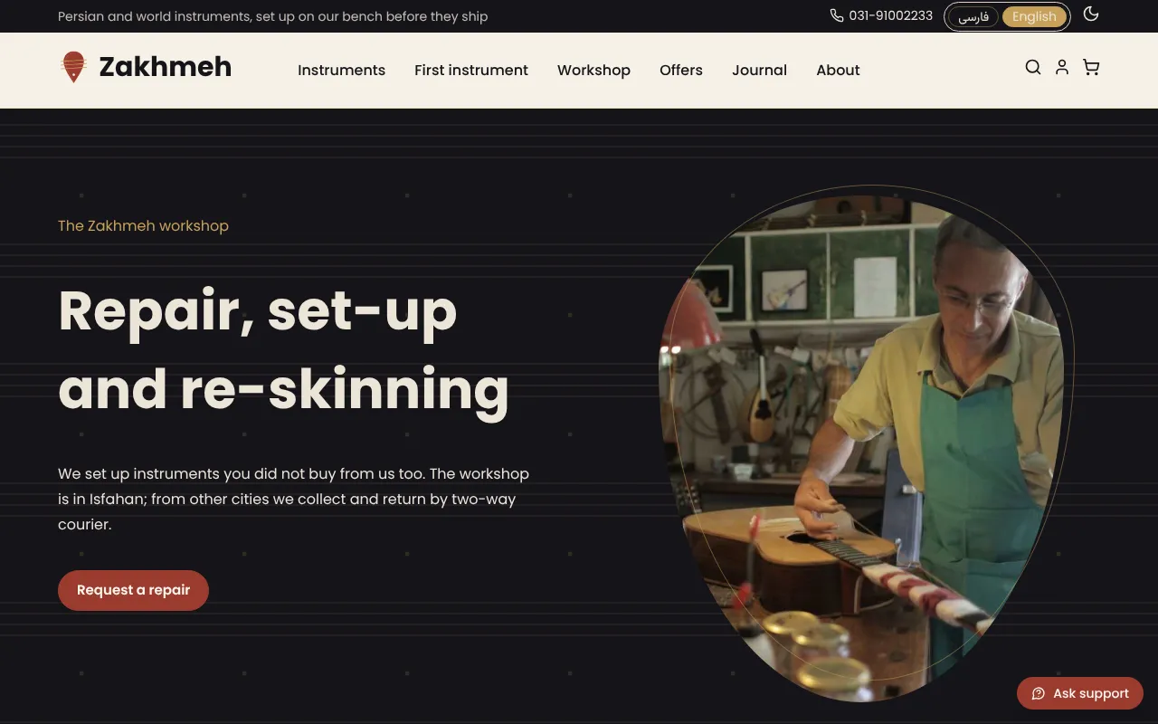 Repair, set-up and re-skinning, priced up front