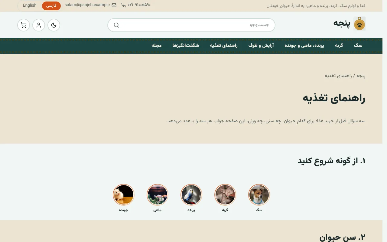 جدول، برنامهٔ عوض کردن غذا و فهرست ممنوع‌ها