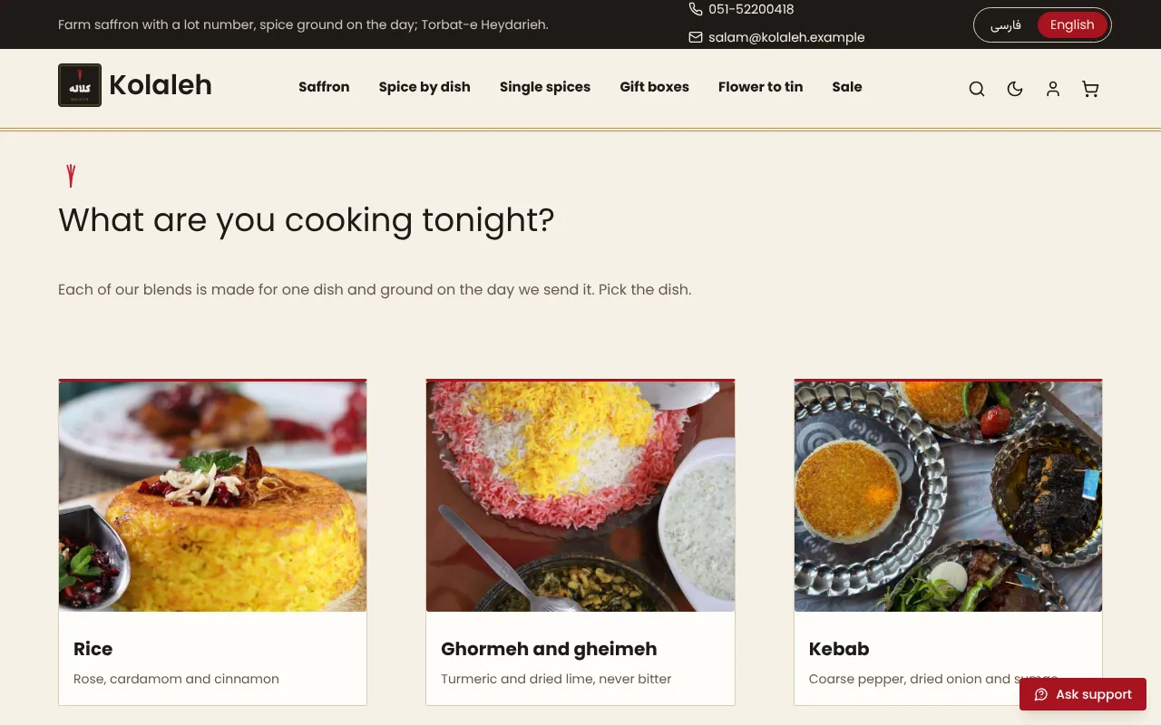 The dish first, then the spice