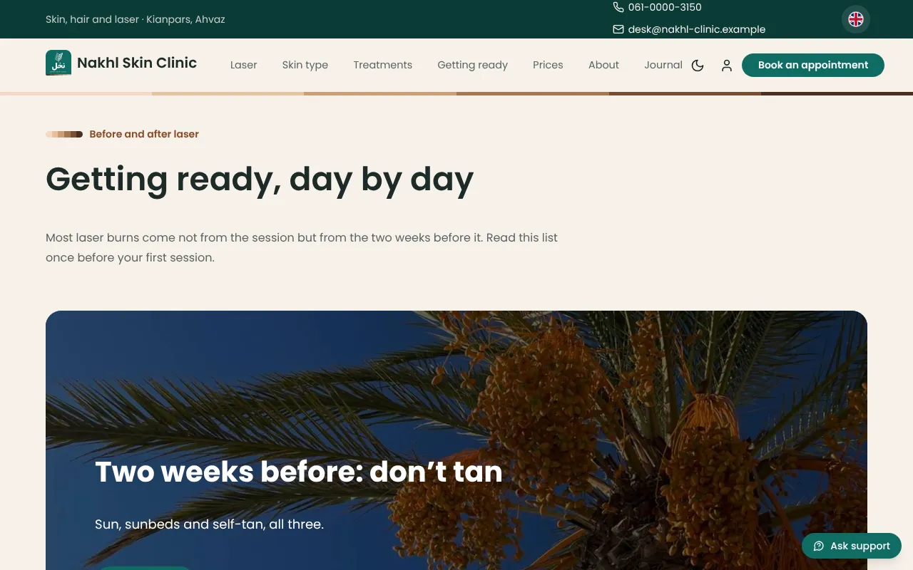 O cliente chega pronto, não bronzeado